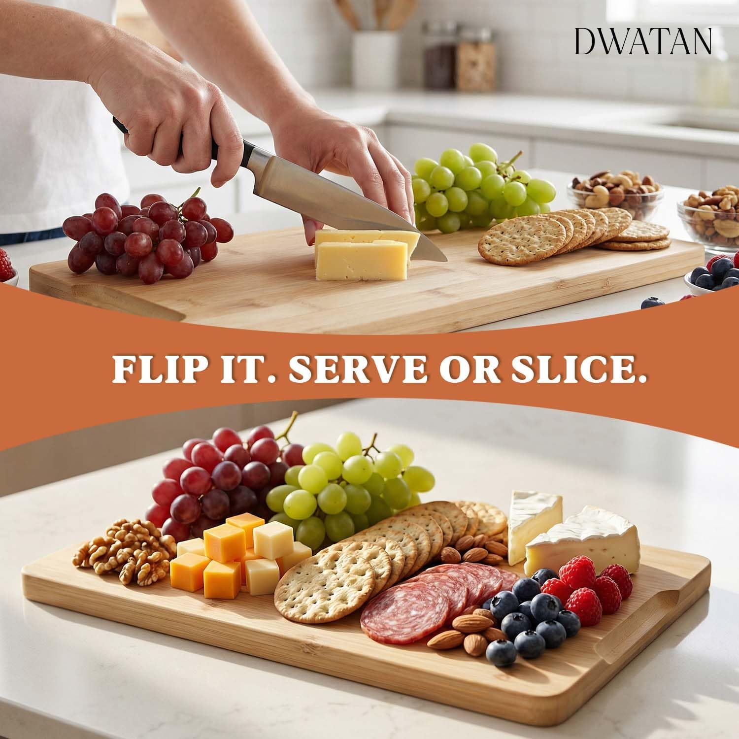 Tennis Court Charcuterie Board with Net, 17.3-Inch Bamboo Tray
